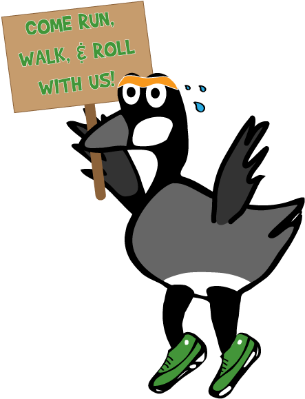 Mothergoose With Sign Come Run Walk And Roll - Goose Chase Clipart (508x600)