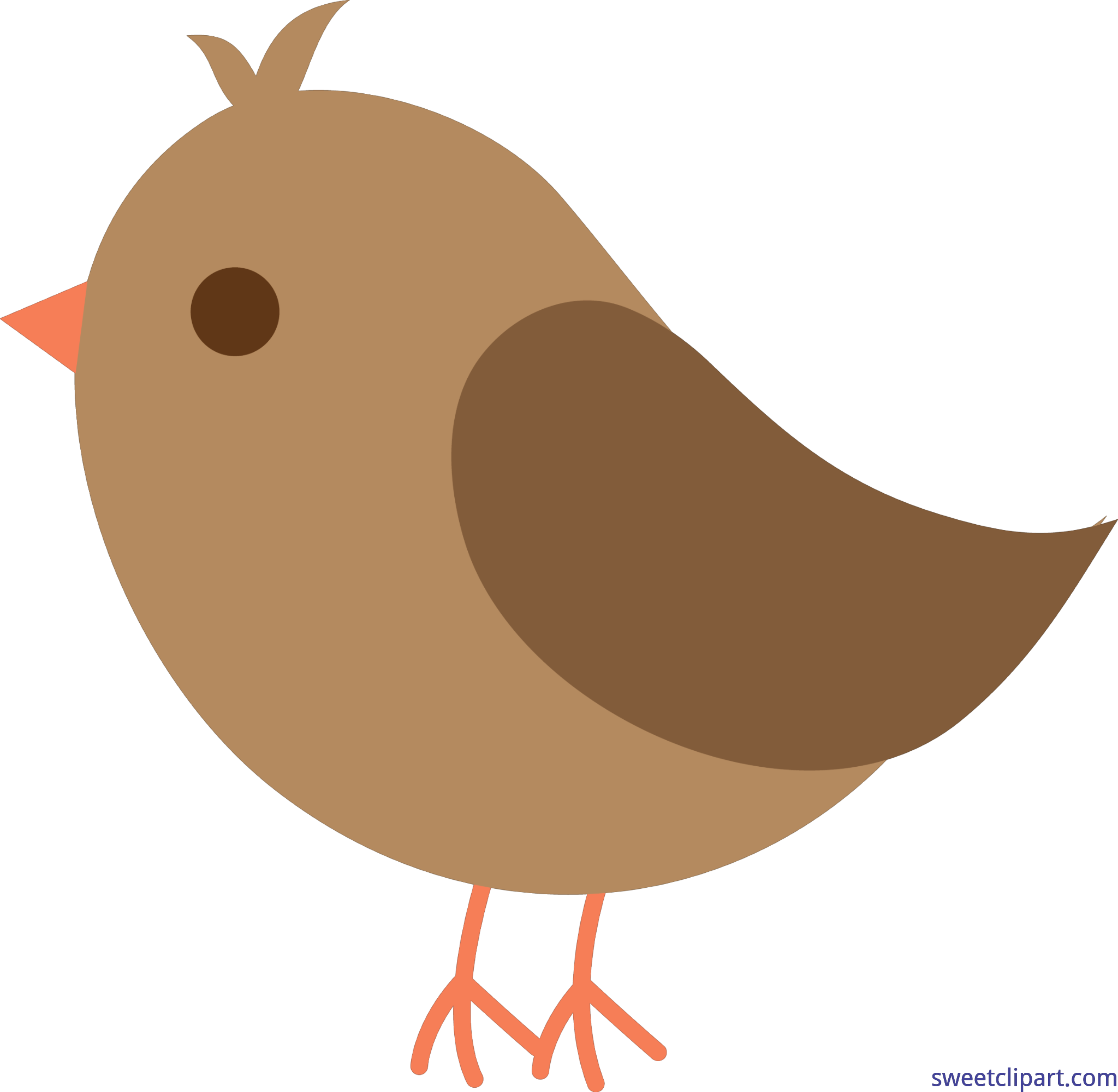 Bird Brown Cute Clip Art Clipart Black And Orange - Baby Shower Pink Png (4621x4511)