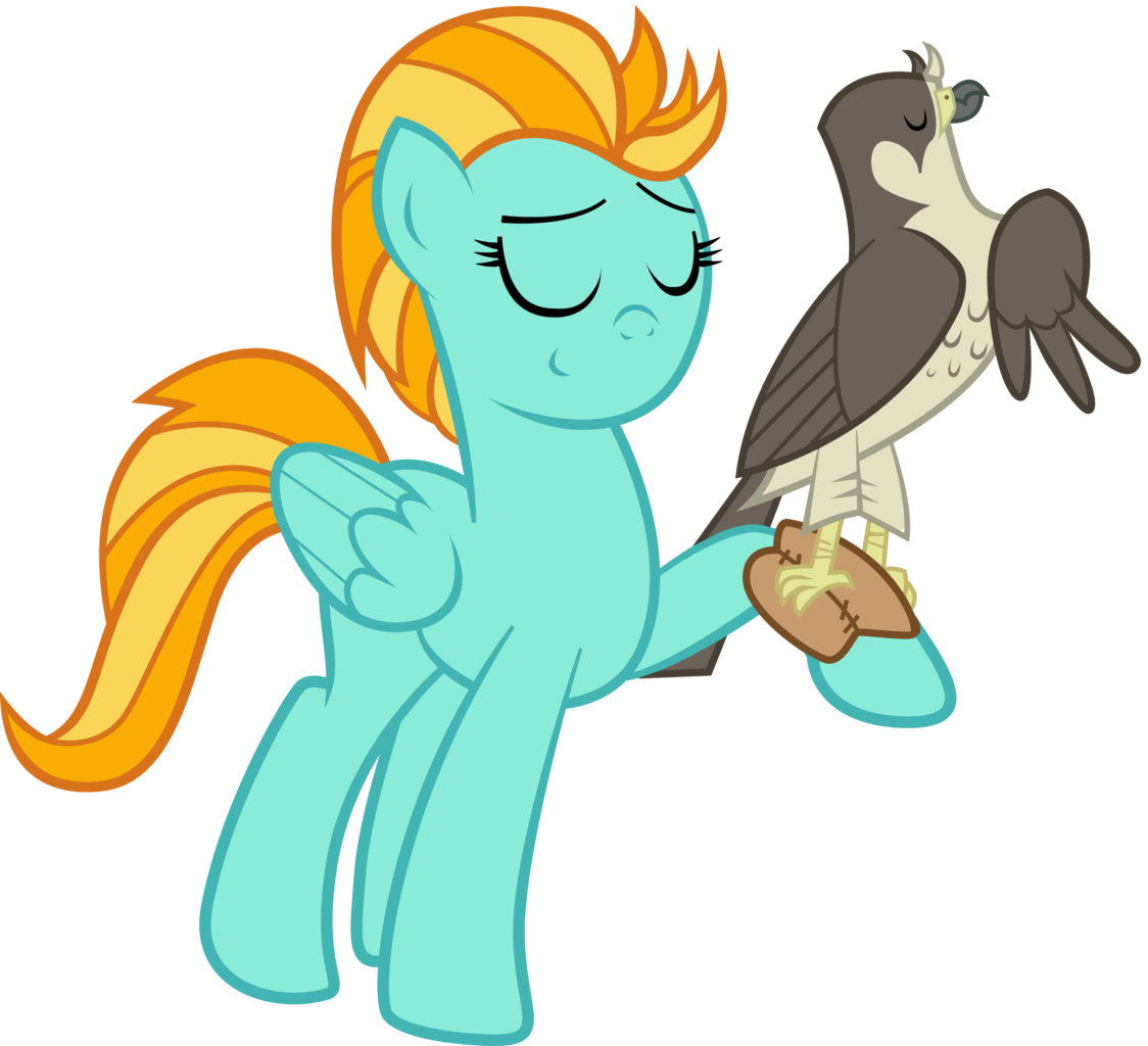Clamstacker, Bird, Duo, Eyes Closed, Falcon, Falconry, - Mlp Shadowbolts Lightning Dust (1124x1024)