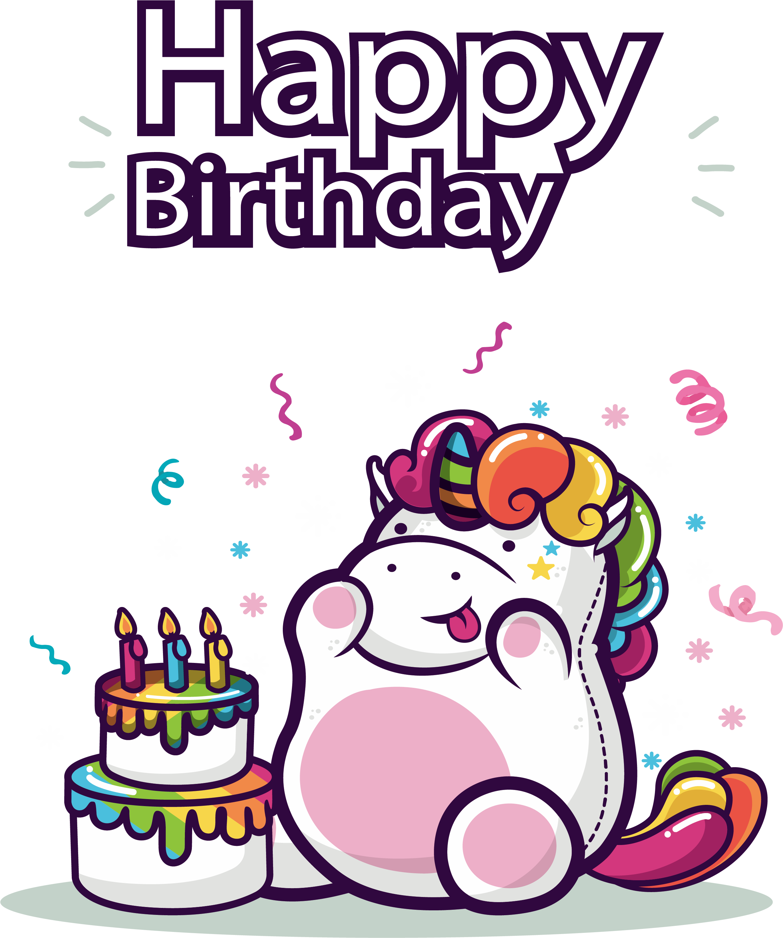 T-shirt Happy Birthday To You Unicorn - Fat Unicorn (2574x3177)