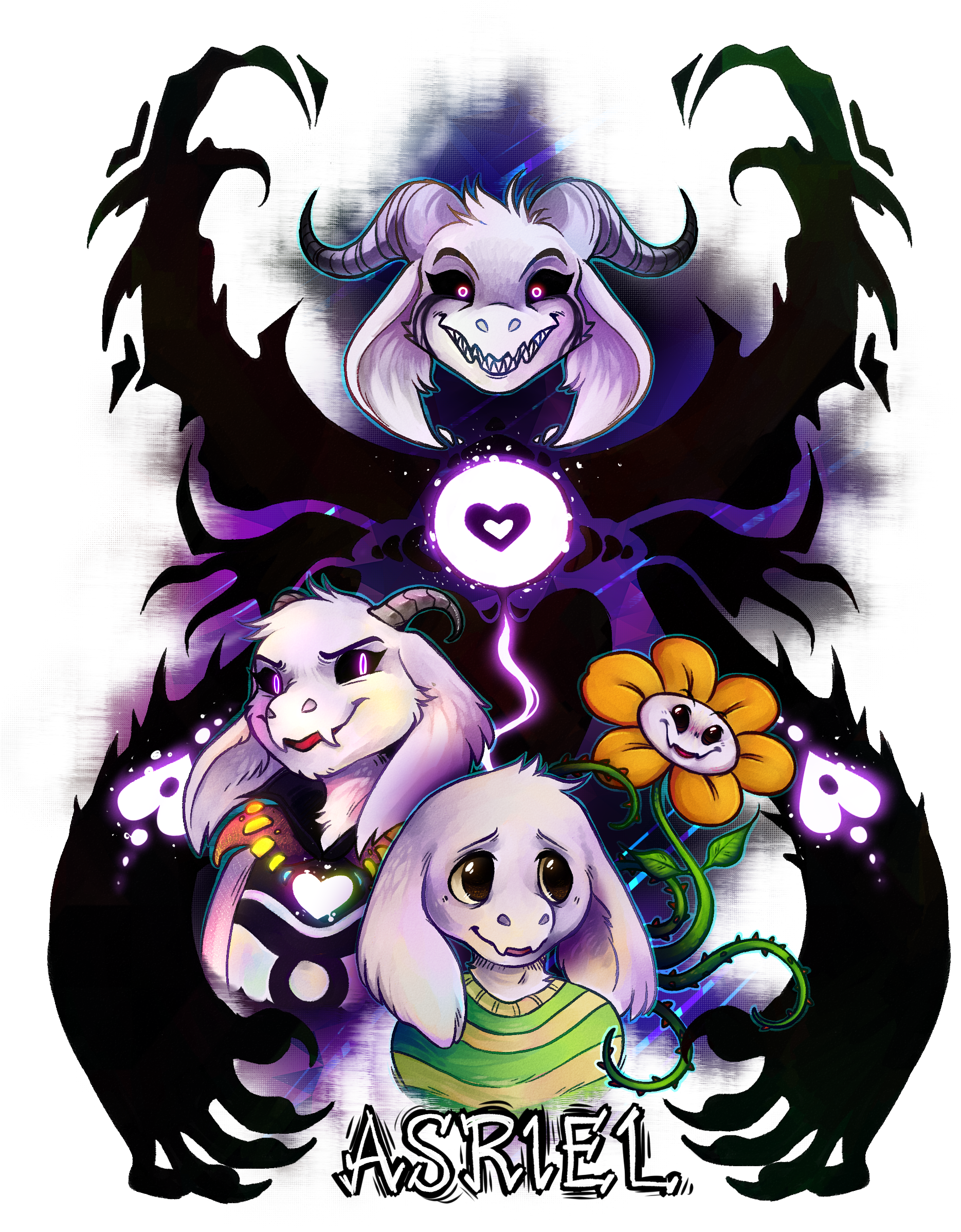 Undertale T-shirt Purple Vertebrate Cartoon Violet - Undertale Asriel (1900x2400)