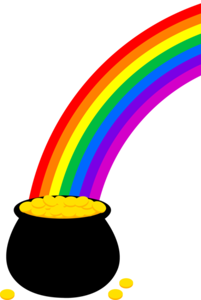 Rainbow Clipart Clear Background - Rainbow And Pot Of Gold (403x600)