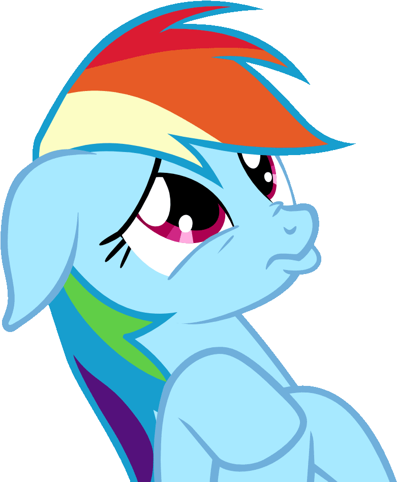 Ponytail Clipart Clip Art - Rainbow Dash Sad Face (919x1000)