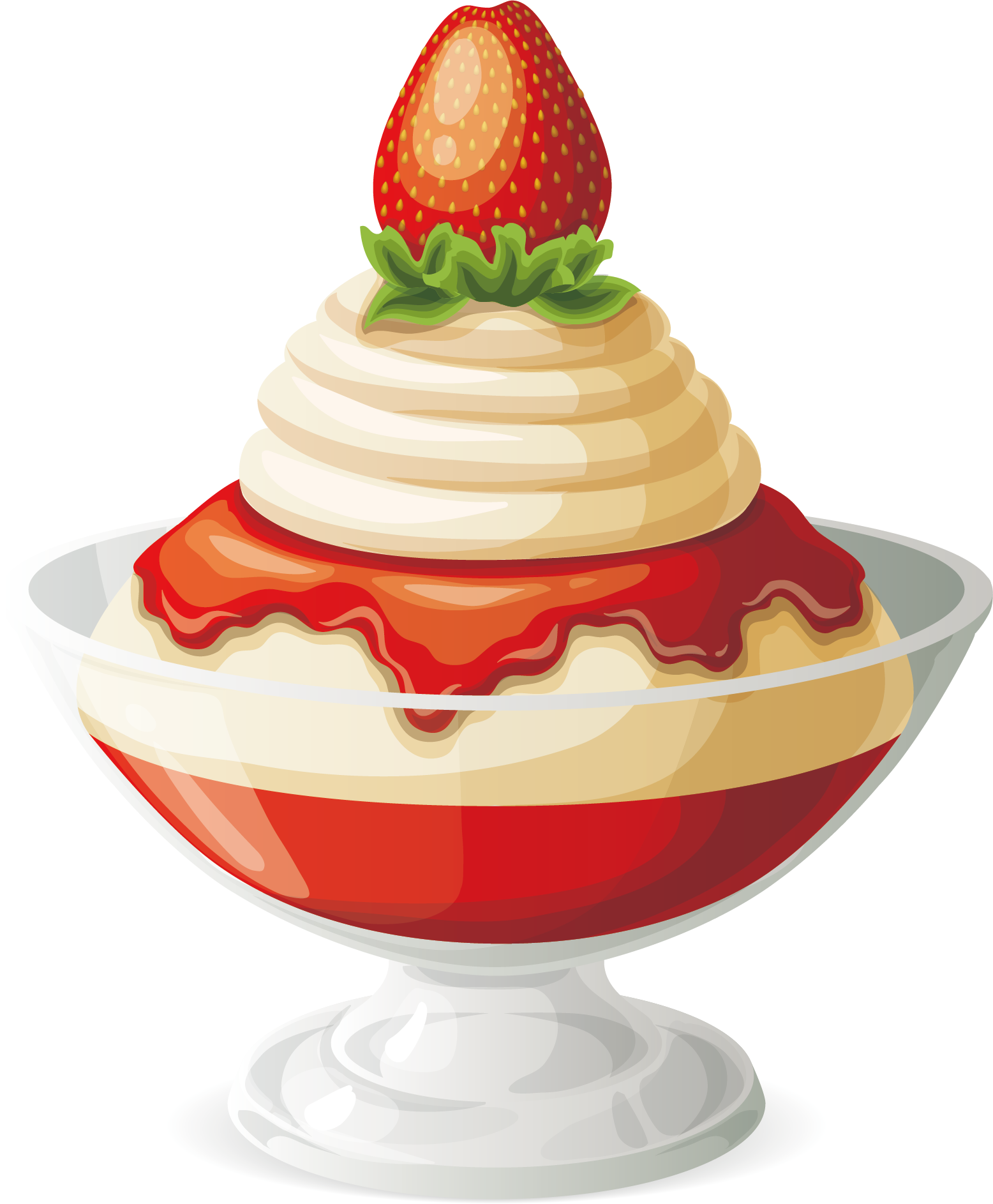 Strawberry Ice Cream Sundae Ice Cream Cone - Strawberry Ice Cream Clipart Png (1556x1886)