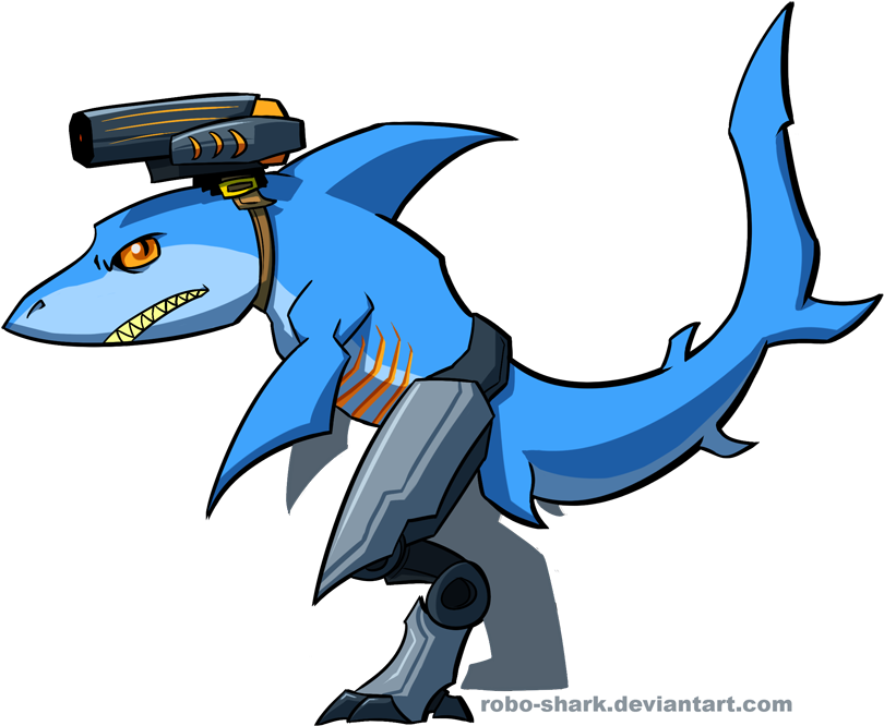 Robot Shark Drawing - Draw A Robot Shark (900x720)