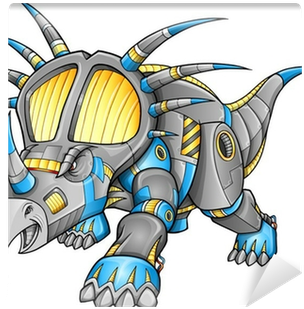 Robot Machine Triceratops Dinosaur Vector Wall Mural - Coloriage Amusant De Robots Et Dinosaures Super Grand (400x400)
