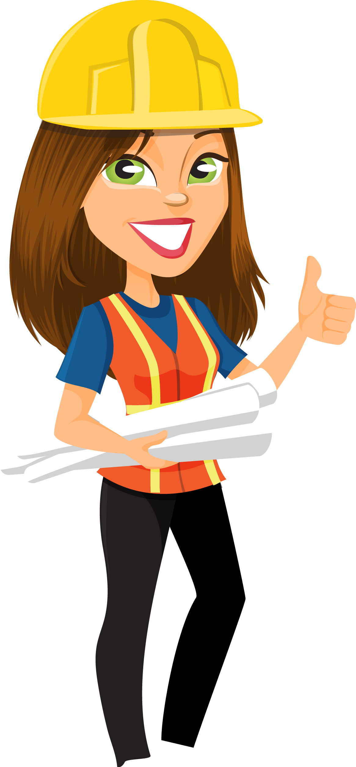 Women In Engineering Clip Art - Female Construction Worker Cartoon (1166x2513)