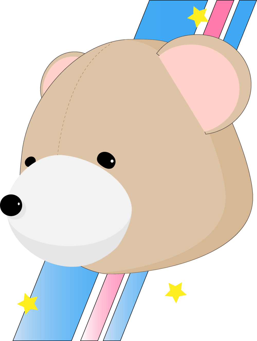 Portrait Of A Patchy Bear - Cartoon (1000x1329)