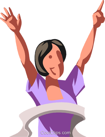 Woman Winning A Race Royalty Free Vector Clip Art Illustration - Illustration (368x480)