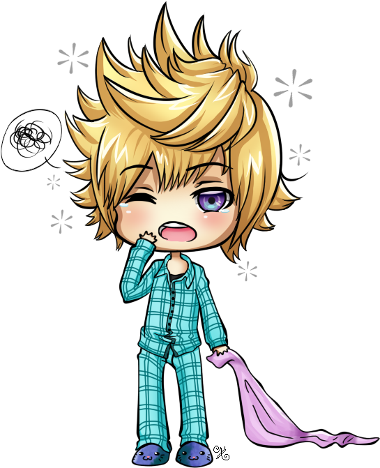 Sleepy Roxas Chibi [art-trade] By Anuyasha - Cartoon (563x675)