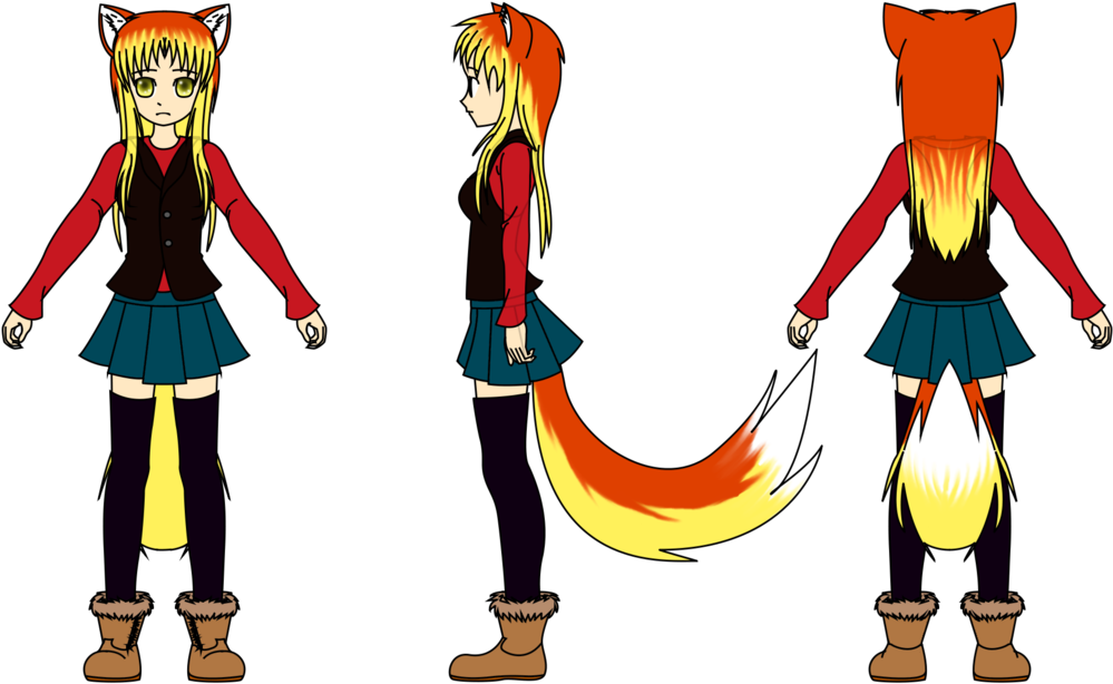 Ember Design Concept Sheet - Anime Front And Side (1199x666)