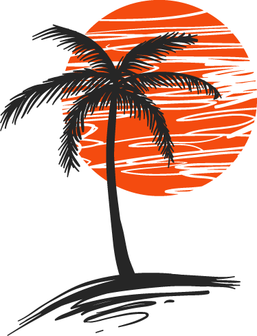 Wall Color - Palm Tree And Sun Tattoo (374x488)