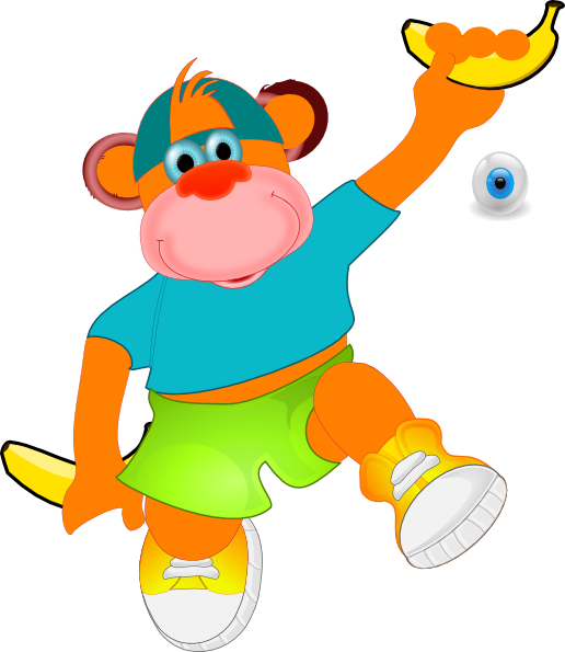 Monkey Holding Banana Clip Art At Clker - Clip Art (516x595)