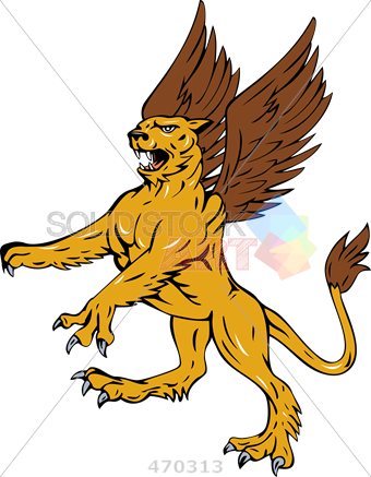 Stock Illustration Of Retro Cartoon Illustration Of - Griffin Side View (340x437)