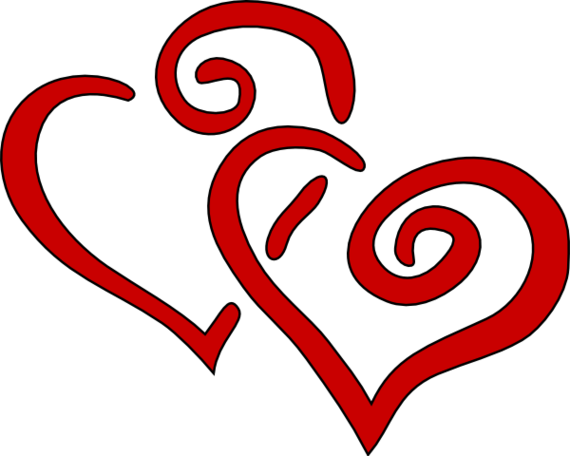 Red Swirly Hearts Vertical Clip Art Vector Online Clipart - Hearts Clip Art (570x456)