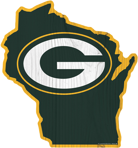 Green Bay Packers State Shape Wood Sign 14"h 2 Pc Min - Green Bay Packers (500x500)