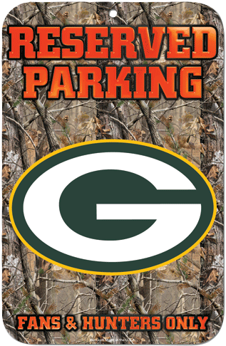 Green Bay Packers Reserved Parking Sign 11"x17" 6 Pc - Wincraft Iowa Hawkeyes Real Tree Camo Plastic Sign (500x500)