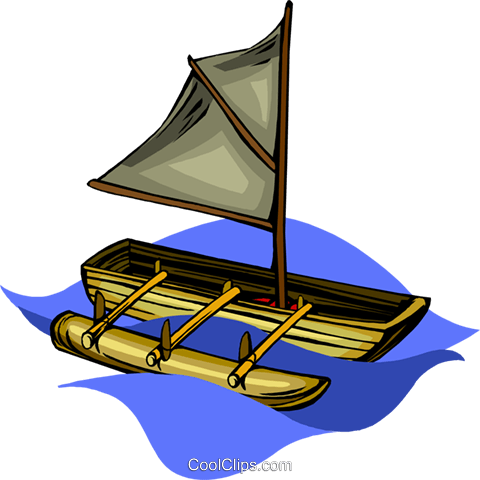 Canoe With Sail And Outrigger - Water Transportation (480x480)