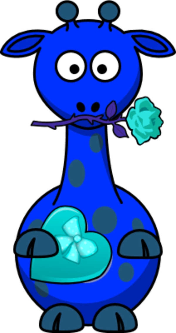 Giraffe Valentine Heart Love Romance - Clip Art (600x1132)