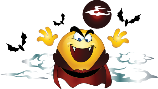 Dracula Smiley Emoticon Clipart - Emoticonoa De Vampiros (512x291)