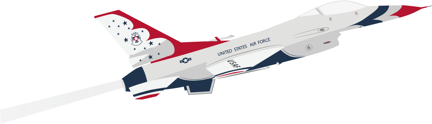 Follow The Flight - Air Force Thunderbird Png (1500x671)