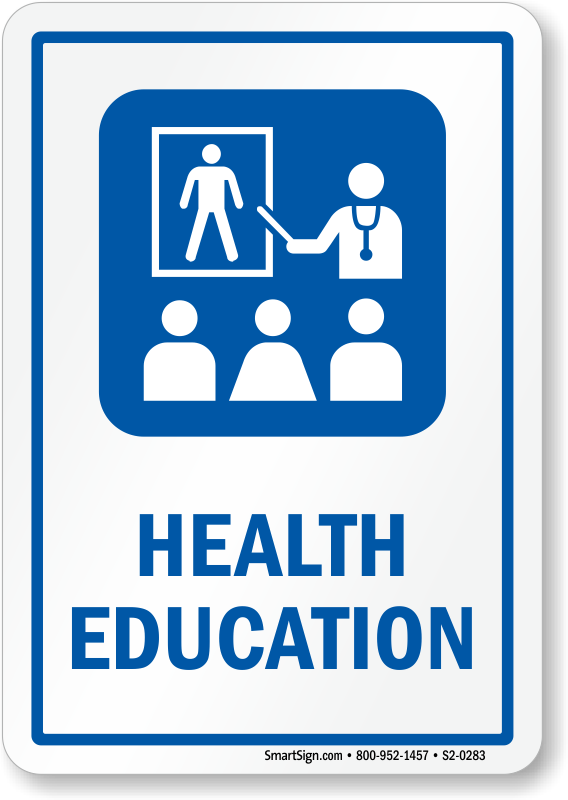 Health Education Sign With Health Educator Symbol - Lunch Room Sign (568x800)