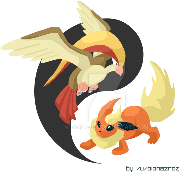 Pidgeot/flareon Yin Yang By Biohazrdz - Pokémon (1024x1024)