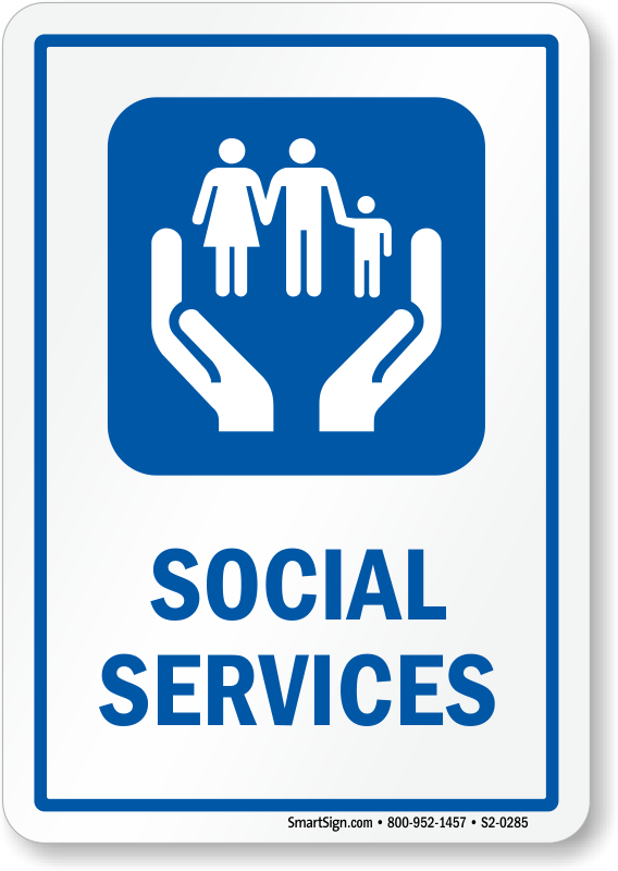 Service Sign - Brady Corp 142545 Sign, Social Services With Picto (568x800)