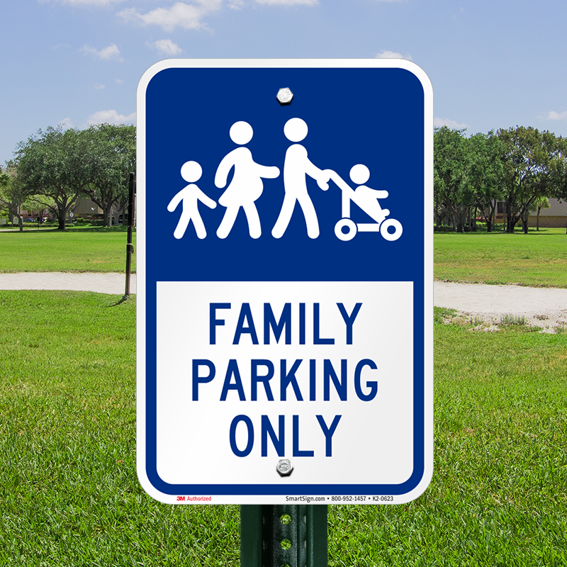 Family Parking Only Sign - Public Parking (with Right Arrow) Sign, 18" X 18" (800x800)