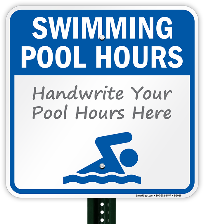 Swimming Pool Hours Blank Write-on Sign - Swimmingpoolsigns Swimming Pool Hours - Dawn To Dusk (800x800)