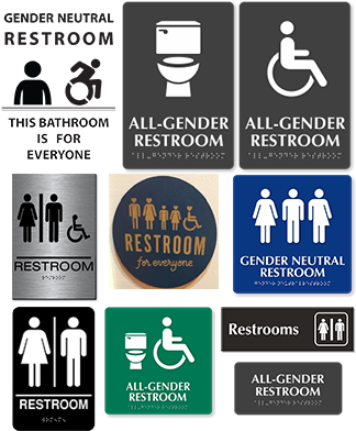 Examples Of Gender-neutral Bathroom Signs - Examples Of Gender-neutral Bathroom Signs (332x400)