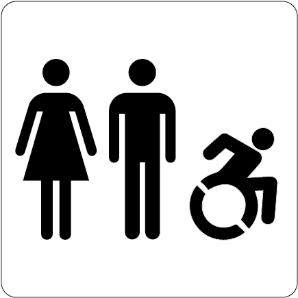 Men/women Handicapped Restroom Sign - Rae 15" Ny Accessible Ada Parking Stencil - 1/16" Duro-last (457x457)