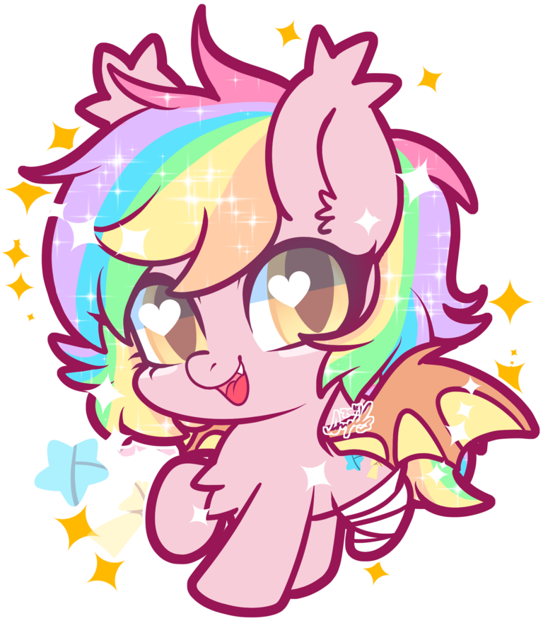 Snow Angel, Bat Pony, Chibi, Cute, Cute Little Fangs, - Illustration (1024x1024)