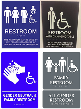 Examples Of Gender-neutral Bathroom Signs For Family - Cadeirante (319x389)
