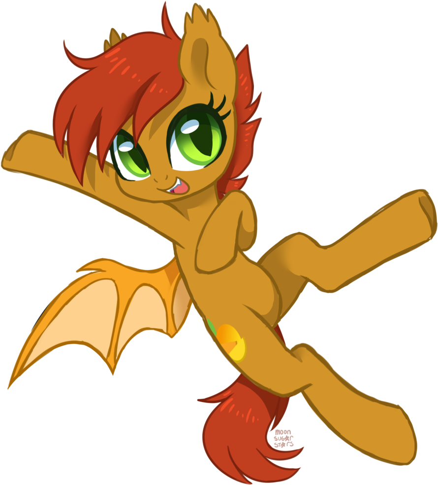 Taesuga, Bat Pony, Cute Little Fangs, Ear Fluff, Fangs, - Cartoon (939x1024)