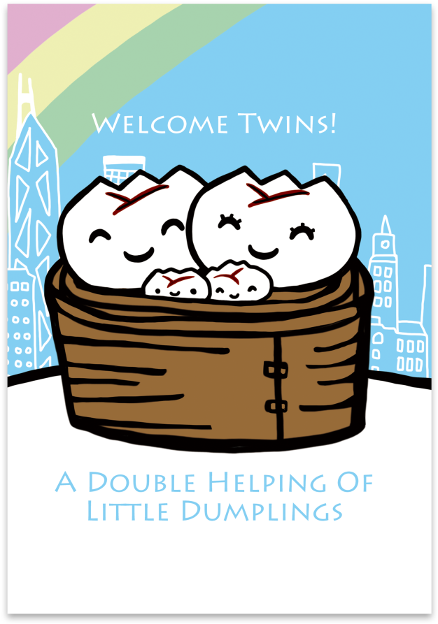 Welcome Twins " Card Greeting Cards - Dish (720x964)