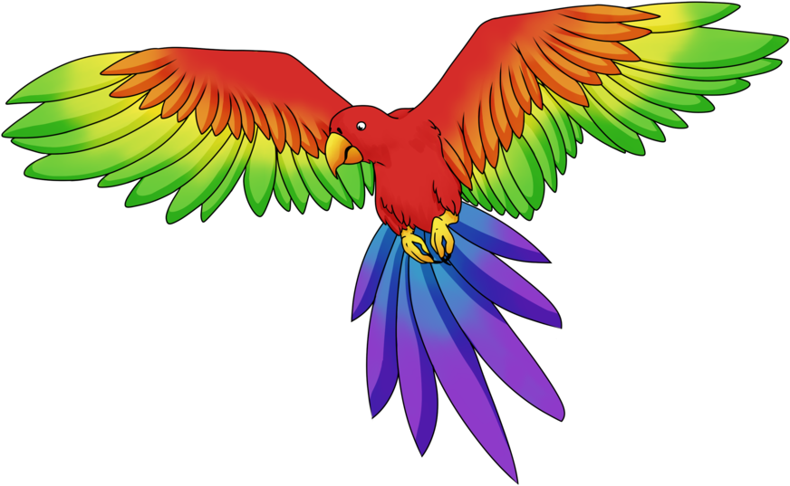 Parakeet Clipart Rainbow - Rainbow Parrot Clipart (900x623)