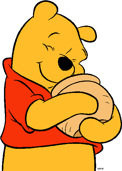 Winnie Yawning, Stretching Winnie Hugging Honey Pot - Winnie The Pooh Hugging Honey (400x560)