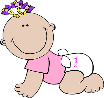 Baby, Crawling, Smiling, Child, Cute - Baby In Diaper Cartoon (360x340)