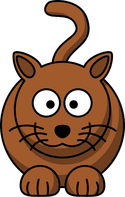 Baby, Cat, Brown, Face, Cartoon, Big, Mammals - Cartoon Cat Jpg (407x640)