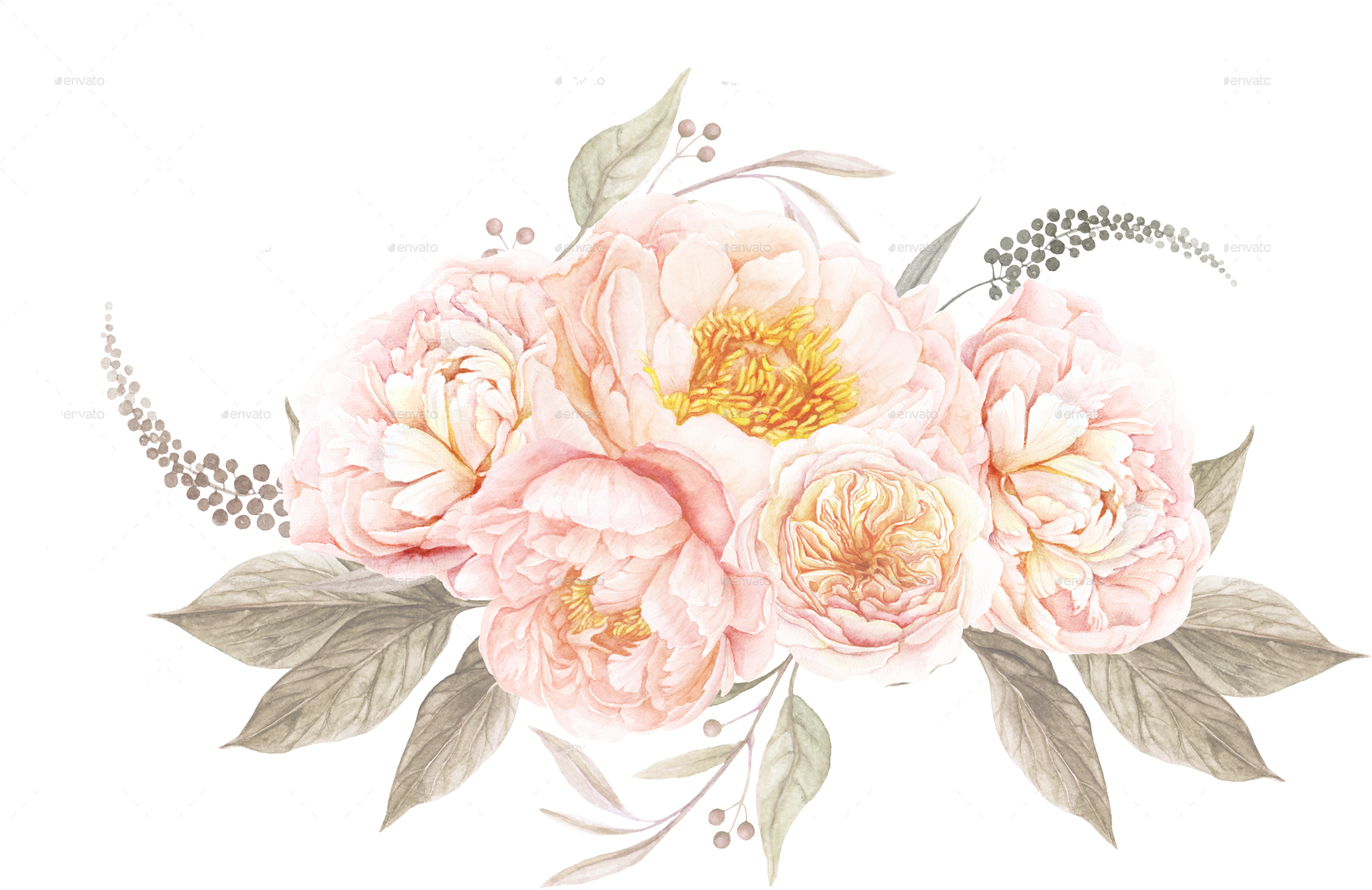 Vintage Flower Clipart Transparent - Vintage Watercolor Flowers Png (2634x1892)