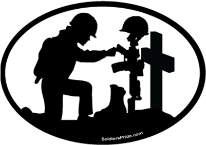 Kneeling Soldier Salute Female B/w Decal - Kneeling Soldier Salute Female B/w Decal (400x320)