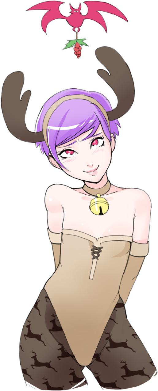 1girl Animal Costume Antlers Arms Behind Back Bare - Cartoon (575x1300)