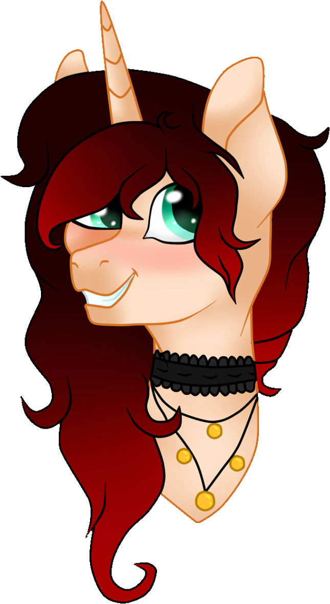 Cindypinkartje, Bust, Choker, Female, Mare, Oc, Oc - Cartoon (671x1212)