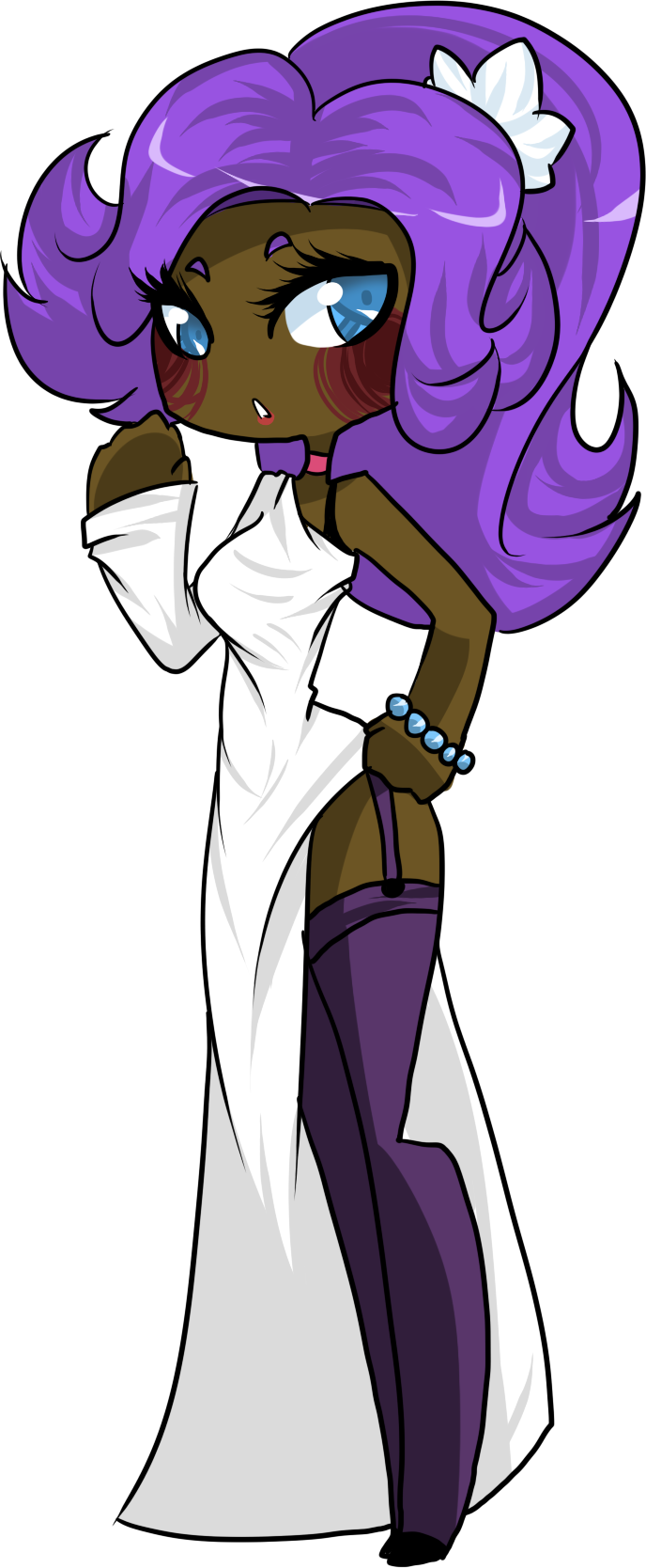 Pinapapo, Choker, Clothes, Dark Skin, Dress, Garter - Cartoon (688x1668)