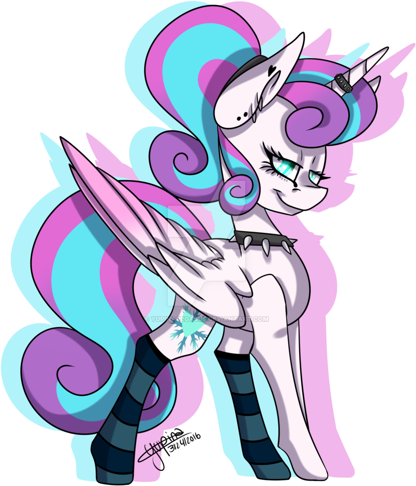 Yupinapegasus, Choker, Clothes, Ear Piercing, Horn - Cartoon (1024x1024)