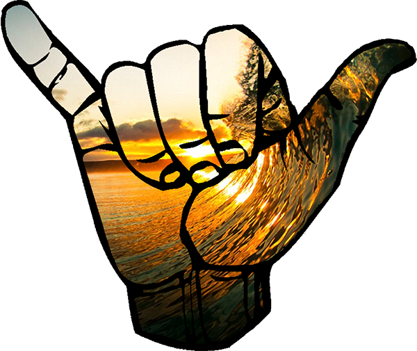 Follow Us - Hang Loose Sign Cool Art (600x505)