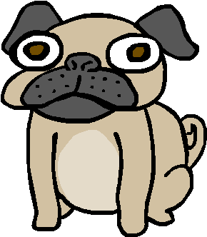A Pug Named Hamburger By Funymony - Cartoon Pug Transparent Pixel (350x400)