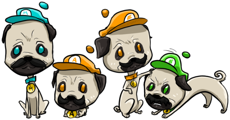 Chibi Pugs By Xerophilous - Chibi Pug (900x476)