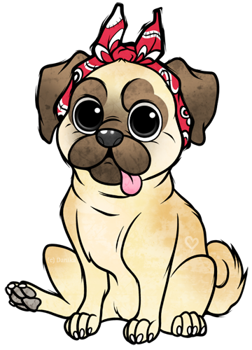 Free Cute Thank You Puppy - Pug (360x500)